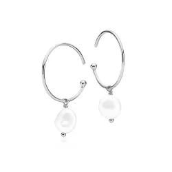 Izabel Camille parel oorbellen in gerodineerd zilver