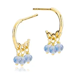 Izabel Camille Majesty creool in verguld sterlingzilver lichtblauwe kristal