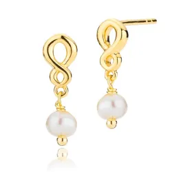 Izabel Camille Majesty parel oorsteker in verguld sterlingzilver