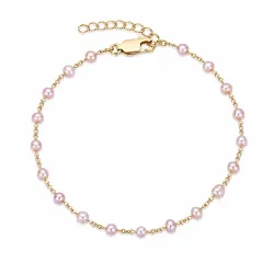 roze parel armband in verguld sterlingzilver 17 plus 3 cm x 4-5 mm