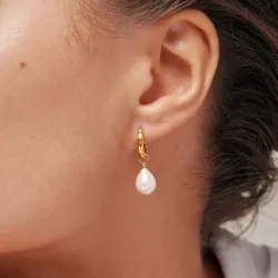 Enamel Significant Pearl  creool in verguld sterlingzilver