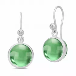 Julie Sandlau groene oorbellen in satijn gerodineerd sterling zilver groen kristal witte zirkoon