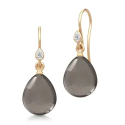 Julie Sandlau Prima Ballerina oorbellen in verguld sterlingzilver rookkleurige kristal witte zirkoon