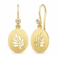 Julie Sandlau Tree of Life oorbellen in verguld sterlingzilver witte zirkoon