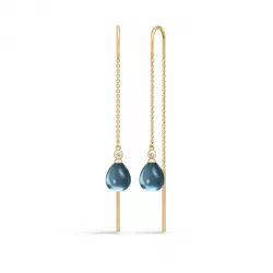 Julie Sandlau Tasha blauwe oorbellen in zilver met 22 karaats verguldsel  witte zirkoon blauwe kristal