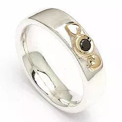 testsieraad zwart diamant ring in zilver en goud