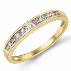 testsieraad pink saffier briljant ring in 14 karaat goud 0,109 ct 0,18 ct 0,06 ct