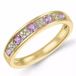 testsieraad pink saffier diamant ring in 14 karaat goud 0,66 ct 0,08 ct