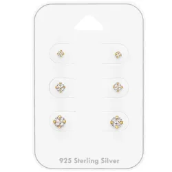 verzamelmonster zirkoon oorsteker in verguld zilver