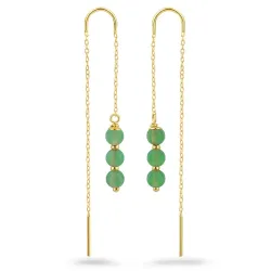 verzamelmonster jadesteen ketting oorbellen in verguld zilver - Loom Stones