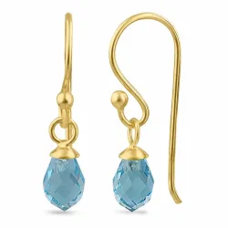 verzamelmonster blauwe topaas glas oorhanger in verguld zilver - Loom Stones