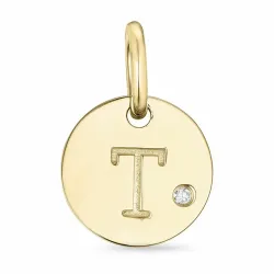 verzamelmonster letter t diamant hanger in 9 caraat goud 0,01 ct