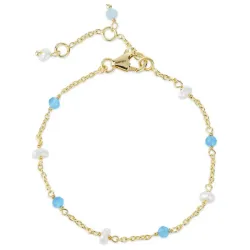 verzamelmonster blauwe caledoniet armband in verguld sterlingzilver - Loom Stones