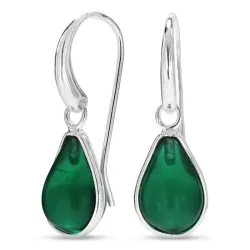 verzamelmonster druppel donkergroen kristal oorbellen in zilver - Loom Stones