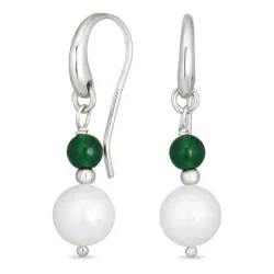verzamelmonster lange groen onyx oorbellen in zilver