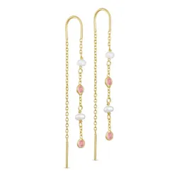 verzamelmonster Pink zirkoon ketting oorbellen in verguld zilver