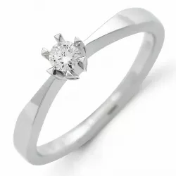 testsieraad diamant solitaire ring in 14 karaat witgoud 0,08 ct