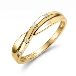 abstract diamant ring in 9 karaat goud 0,03 ct