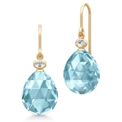 Julie Sandlau Ofelia blauwe kristal oorbellen in verguld sterlingzilver