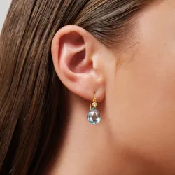 Julie Sandlau Ofelia blauwe kristal oorbellen in verguld sterlingzilver