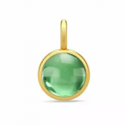 elegant Julie Sandlau rond groen kristal hanger in verguld sterlingzilver groen kristal