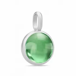 Julie Sandlau Prime rond groen kristal hanger in satijn gerodineerd sterling zilver groen kristal