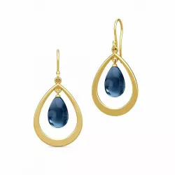 Julie Sandlau Prime droplet oorbellen in verguld sterlingzilver blauwe kristal
