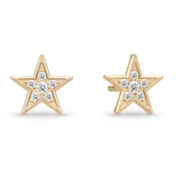 Julie Sandlau Stella ster oorsteker in verguld sterlingzilver witte zirkoon